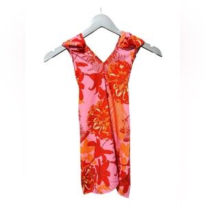 SHEIN Pink & Orange Floral Twist-Back Sleeveless Top – Size Small